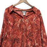 Catherines Women Boho Button Tunic Top 2X Rust Abstract Leaf Print Whimsy Earthy Orange Photo 2