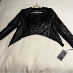 Blanc Noir NWT SAMPLE draped front sculpted floral jacket SIZE SMALL Black Photo 0