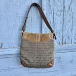 Coach Vtg  Soho Flap Hobo Brown Signature C Patchwork Shoulder Tote Bag W Rivets Photo 1