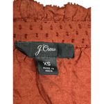 J.Crew  Womens Top Ruffle-trim V-Neck Popover Clip Dot Longsleeve Redwood Rust XS Photo 4