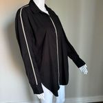Ellen Tracy  Tape Trim Poplin Oversized Black Blouse Size S Photo 1