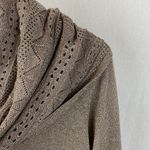Willi Smith  Tan & Gold Metallic Cowl Drape Neck Knit Sweater Top L Photo 4