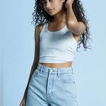 PacSun Eco Light Blue Raw Cut '90s Girlfriend Denim Shorts Photo 2