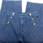Ann Taylor  Women's Double Sided Button Denim Extra Wide Leg Jeans Blue Size 10 Photo 0