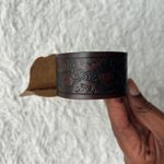 Justin Boots  Dark Brown Tooled Genuine Leather Cuff Bracelet Photo 1