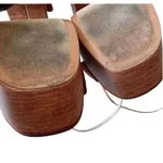 Lulu’s Lucianto Copper Satin Ankle Strap Wooden Platform Sandals SZ 6 Brown Photo 11