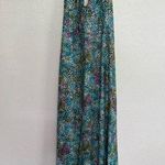 NWT Awesomeness Designs Colorful Tie Dye Long Halter Maxi Dress Large Blue Photo 0