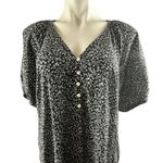 Old Navy Ditsy Floral Midi Puff Sleeve Prairie Dress in Black and White Photo 1