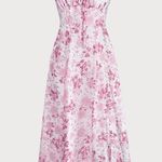 RIHOAS The Pink Square Neck Floral Ruched Midi Dress 15 Size L Photo 5