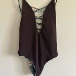 Mara Hoffman Criss Cross Front One Piece Swimsuit Dark Green Daisy Sz Medium Photo 6