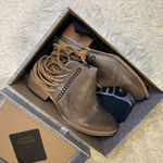 FREEBIRD by Steven  Jojo Leather Booties in Stone Color Lace Back Women’s Size 9 Photo 1