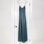 Banana Republic  Monogram Silk Maxi Dress Womens 4 Blue Beaded V-Neck Formal Gown Photo 6