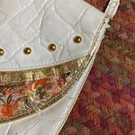 80s VINTAGE WHITE GENUINE LEATHER STUDDED PURSE / OVERSIZED CLUTCH Photo 1