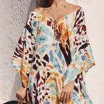 Anthropologie Printed Tropical Coverup Mini Dress New XS Photo 0
