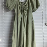 Green Puffy Sleeve Dress Size M Photo 0