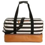 DSW Canvas Striped Weekender Tote Bag with Shoe Compartment Photo 1