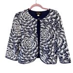 Bob Mackie  Wearable Art Blue White Sequined Mini Jacket Shrug Womens M Formal Photo 0