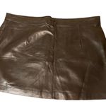 Elegant Moments Black 100% Leather Mini Skirt Button Zipper Closure Women's 1X Photo 6