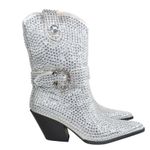 Azalea Wang Federica Silver Crystal Shortie Western Cowgirl Boots Rhinestone 6.5 Photo 6