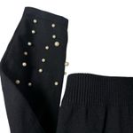 ZARA Black Cropped Pearl Embellished Hooded Knit Sweater Size Small Photo 7