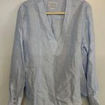 Charlotte Kellogg Palm Beach 100% Linen Blouse Long Sleeve Plus Size 2X Blue Photo 0