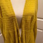Anthropologie Moth Yellow Pointelle Peplum Cardigan Sweater Women's Small Photo 1