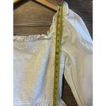 The Drop Top White Crop Shirt Ruffle Form Fit Puff Sleeves Peasant Marisol SMALL Photo 5
