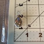 Silver Teardrop Shaped Dangly Earrings w/ Rhinestones Photo 3