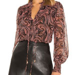 Karina Grimaldi  Women Roma Print Blouse Top Size‎ Medium Pink Paisley Chiffon Photo 0