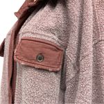 Free People  Ruby Jacket Pink Burgundy Fleece Shacket Sz Small Oversized Boho Photo 4