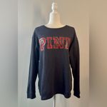 PINK - Victoria's Secret  Lounge Dark Gray & Plaid Crewneck Sweatshirt Size M Photo 2