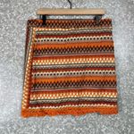 SheIn Curve Women's Orange Boho Embroidered Tribal Skirt - Size 2XL - Fringe Hem Photo 6