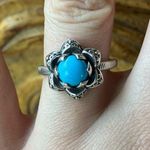 Sleeping Beauty Turquoise Sterling Silver Lotus Ring Photo 0