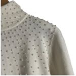 Dress Barn Ivory Faux Peal Embellished Mock Neck Long Sleeve Pullover Sweater PS Photo 3