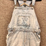 Wild Fable Denim Overalls Small Cottagecore Prairie Shorts Distressed Light Wash Photo 0