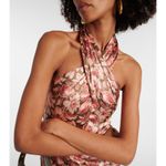 Veronica Beard  Alberta Halterneck Silk Blend Deep Ochre Multicolored Dress Sz 10 Photo 1