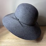 Phenix Hat Grey Wool Floppy Wide Brim Fedora Wool Leather Trim Boho Western Vibe Gray Photo 2