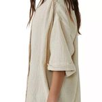 We The Free Free People Women's Lou Textured Gauzy Cotton Blazer Top Jacket Cream Photo 3