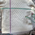 Talbots  Cable Knit Ruffle Crewneck Sweater Cream Ivory Soft Size Large Photo 8