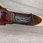 Brighton  leather and brass fish embellished belt on woven cotton Photo 3
