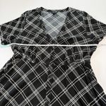 Torrid  Black‎ White Plaid Challis Short Sleeve Midi Shirt Dress Size 1X Pockets Photo 9