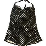 Merona Black Polka Dots Retro Halter Vintage Sweetheart Swimsuit Large GUC #0542 Photo 0