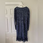 Mac Duggal  Dress 10740 Blue Long Sleeve Beaded Sequin Evening Gown NWT Photo 2