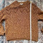 Madewell Pointelle Bubble-Sleeve Pullover Sweater Rust Brown Terra Cotta Medium Photo 7