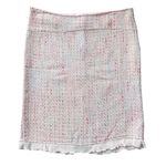 Star City Tweed & Sheer Ruffle Hemline Trim Straight Above Knee Skirt Size 7 Photo 0