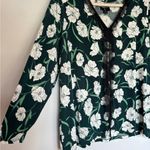 Jason Wu Eyelet Lace Front V-Neck Floral Print Top Evergreen & White Photo 2