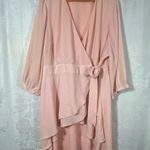 Torrid  Wrap Top 3 3X Pink Sheer Ruffle Tunic Mini Dress Long Sleeve Peasant Photo 0