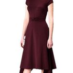 Eshakti  Dress Size 2 Hankerchief Hem Maroon Knit Twist Gathered Waist Photo 0