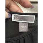 Chelsea Black Chiffon Round Neck Short Ruffle Sleeve Lace Blouse Size Large Photo 1