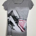 H & B Gray T Shirt Woman Graphic Small red white and blue Thin material Photo 0